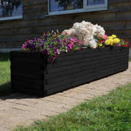 Woven Wood 1.4M Black Pine Raised Wooden Trough Planter - thumbnail 4