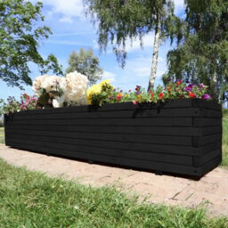 Woven Wood 1.4M Black Pine Raised Wooden Trough Planter - thumbnail 5