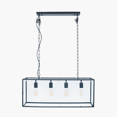 Pacific Lifestyle Llewellyn Matt Black Metal And Glass 4 Bulb Pendant - image 1