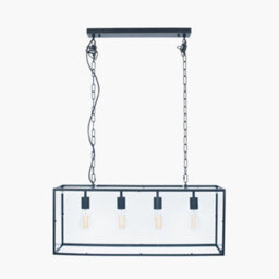 Pacific Lifestyle Llewellyn Matt Black Metal And Glass 4 Bulb Pendant - thumbnail 1