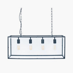 Pacific Lifestyle Llewellyn Matt Black Metal And Glass 4 Bulb Pendant - thumbnail 5