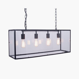 Pacific Lifestyle Llewellyn Matt Black Metal And Glass 4 Bulb Pendant - thumbnail 3