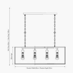 Pacific Lifestyle Llewellyn Matt Black Metal And Glass 4 Bulb Pendant - thumbnail 2