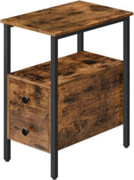 HOOBRO Narrow Side Table, Slim Bedside Table With 2 Drawers, Open Storage Shelf, Industrial Chair Side Lamp End Table For Small Space, Wo - thumbnail 8