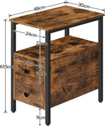 HOOBRO Narrow Side Table, Slim Bedside Table With 2 Drawers, Open Storage Shelf, Industrial Chair Side Lamp End Table For Small Space, Wo - thumbnail 9