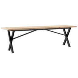 Berkfield Coffee Table X-Frame 160X40X45.5 Cm Solid Wood Pine And Steel - thumbnail 6