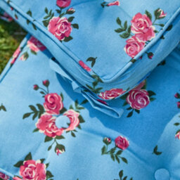 Dibor Set Of 4 Floral Blue Summer Outdoor Garden Chair Seat Pad Box Cushions - thumbnail 3