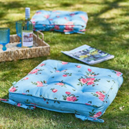 Dibor Set Of 4 Floral Blue Summer Outdoor Cushion Garden Chair Seat Pad Box Cushions L45Cm X W45Cm