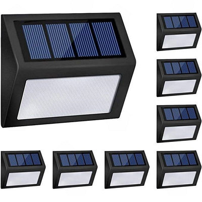 Amorly 8 Pack Solar Step Lights, 6 Led Waterproof Outdoor Deck Stair Lights, No Wiring Security Lighting For Yard, Garden, Warm White - image 1