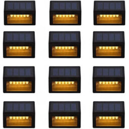 Amorly 8 Pack Solar Step Lights, 6 Led Waterproof Outdoor Deck Stair Lights, No Wiring Security Lighting For Yard, Garden, Warm White - thumbnail 5