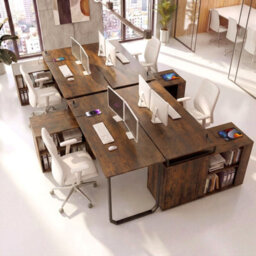 Costway 140 Cm Reversible L Shaped Desk With Power Outlet Study Writing Table-Brown - thumbnail 3