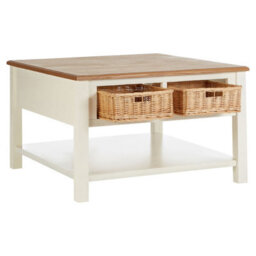 Orsina Natural And Cream Wood Coffee Table, Basket Drawer Chest Coffee Table, Contemporary Coffee Table With Storage - thumbnail 4