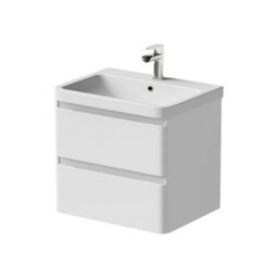Affine Bathroom Wall Hung Vanity Unit Wash Basin Base Cabinet Two Drawers Storage White - thumbnail 5