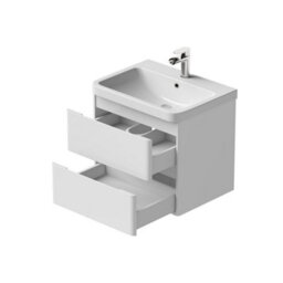 Affine Bathroom Wall Hung Vanity Unit Wash Basin Base Cabinet Two Drawers Storage White - thumbnail 6