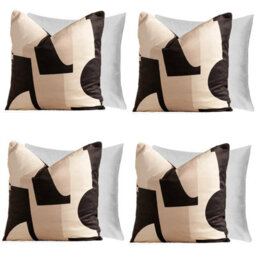 Ohs 4 X Abstract Velvet Print Filled Cushion Covers, 45 X 45Cm - Black Neutral - thumbnail 1