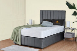 UKBEDFURNITURE Hamilton Plush Steel End Opening Divan Ottoman Bed With 54 Inch Headboard - thumbnail 1
