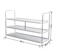 Ehc Shoe Rack 3 Tier, Shoe Storage Organiser, Stackable Shoe Rack, Shoe Shelf For Hallway, Living Room, Bedroom - thumbnail 6