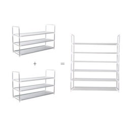 Ehc Shoe Rack 3 Tier, Shoe Storage Organiser, Stackable Shoe Rack, Shoe Shelf For Hallway, Living Room, Bedroom - thumbnail 5