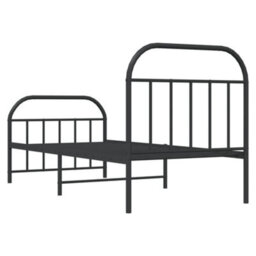 Berkfield Metal Bed Frame With Headboard And Footboard Black 90X190 Cm - thumbnail 8