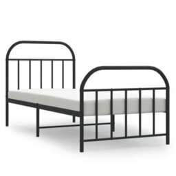 Berkfield Metal Bed Frame With Headboard And Footboard Black 90X190 Cm - thumbnail 2