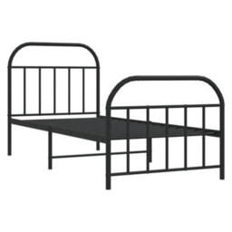 Berkfield Metal Bed Frame With Headboard And Footboard Black 90X190 Cm - thumbnail 5
