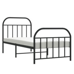 Berkfield Metal Bed Frame With Headboard And Footboard Black 90X190 Cm - thumbnail 4