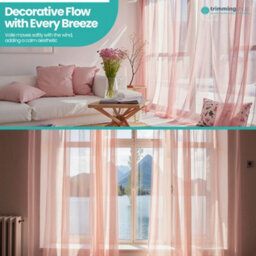 "Neel Blue Voile Curtains Slot Top, 2 Curtains, Rose Gold - 56"" Width X 90"" Drop" - thumbnail 7