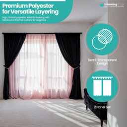 "Neel Blue Voile Curtains Slot Top, 2 Curtains, Rose Gold - 56"" Width X 90"" Drop" - thumbnail 5