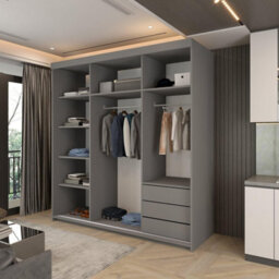 Sliding Wardrobes 4 u LTD Modern Mexico Sliding Wardrobe With Led Light & Trim Design Grey 200Cm - thumbnail 3