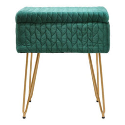 Living And Home Rectangle Green Upholstered Storage Ottoman Vanity Stool With Padded Metal Legs - thumbnail 5