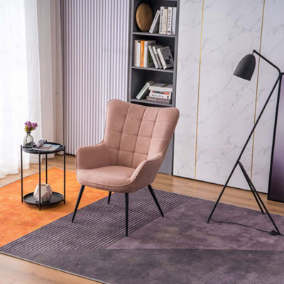 More4Homes Vera Fabric Occasional Living Room Bedroom Modern Metal Legs Accent Chair Armchair (Pink) - image 1
