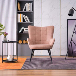 More4Homes Vera Fabric Occasional Living Room Bedroom Modern Metal Legs Accent Chair Armchair (Pink) - thumbnail 5
