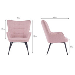 More4Homes Vera Fabric Occasional Living Room Bedroom Modern Metal Legs Accent Chair Armchair (Pink) - thumbnail 6
