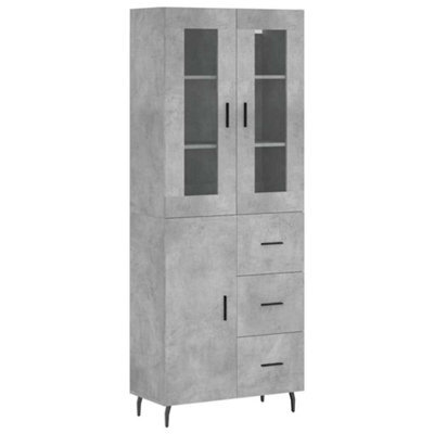 Berkfield Elegant Highboard Concrete Grey 69.5X34X180 Cm Engineered Wood - image 1