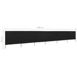 Berkfield 6-Panel Wind Screen Fabric 800X160 Cm Black - thumbnail 6