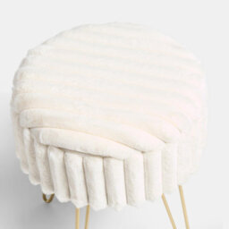 Ohs Faux Fur Stool Hairpin Ribbed Fleece Round Vanity Seat Cushioned Foot Rest Chair - thumbnail 6
