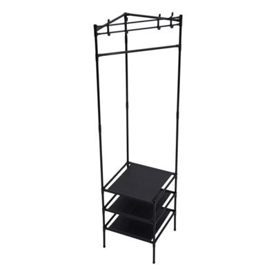3 Tier With Hooks Clothes Rack Shoe Storage Coat Stand Entryway Corner Garment Hanger - image 1