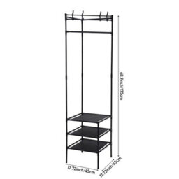 3 Tier With Hooks Clothes Rack Shoe Storage Coat Stand Entryway Corner Garment Hanger - thumbnail 2