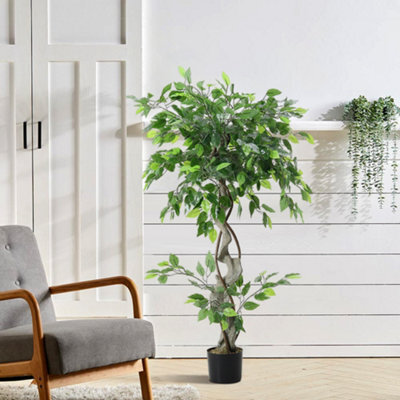Living And Home Artificial Plant Indoor Plant House Plant Fake Banyan Tree In Black Pot 120 Cm - image 1