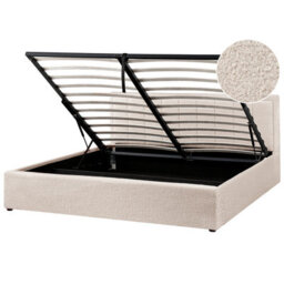 Beliani Ottoman Bed Boucle Montlaur 180 X 200 Cm (Eu Super King) Beige - thumbnail 1