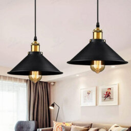 Black Ceiling Light Shade, Vintage Metal 22Cm Cone Shaped Lamp Shades Easy Fit Ceiling Pendant Lightshade For Living Rooms - thumbnail 3