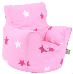 Bean Lazy Cotton Pink Stars Bean Bag Arm Chair With Beans Child / Teen Size - thumbnail 2