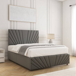 Bsspoke Rose Divan Bed Set Grey Plush Velvet 24Inch Panel Headboard & 12Inch Footboard No Mattress No Drawers In All Sizes - thumbnail 3