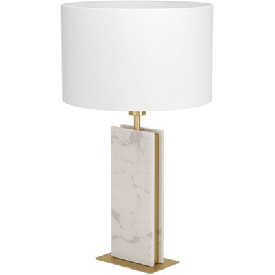 Loops Elegant Modern Brushed Brass And White Table Lamp For Stylish Indoor Decor - image 1