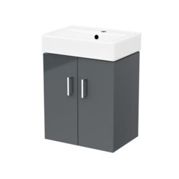 Nes Home 450mm Dark Grey Basin Vanity Mdf Cabinet Bathroom Wall Hung Unit - thumbnail 6