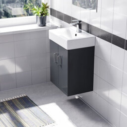 Nes Home 450mm Dark Grey Basin Vanity Mdf Cabinet Bathroom Wall Hung Unit - thumbnail 4