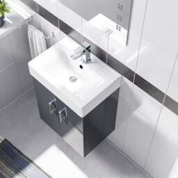 Nes Home 450mm Dark Grey Basin Vanity Mdf Cabinet Bathroom Wall Hung Unit - thumbnail 3