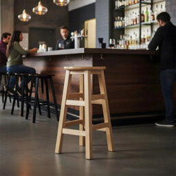Round-70Cm Wooden Bar Stool Bar Kitchen Stool Breakfast Bar With Footrest Stool - thumbnail 6