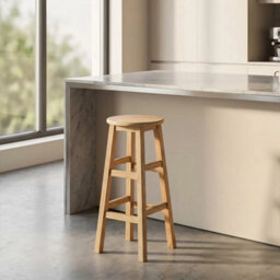 Round-70Cm Wooden Bar Stool Bar Kitchen Stool Breakfast Bar With Footrest Stool - thumbnail 5