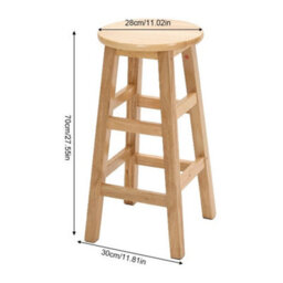 Round-70Cm Wooden Bar Stool Bar Kitchen Stool Breakfast Bar With Footrest Stool - thumbnail 2